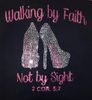 Walking by Faith Pink Bottom Heels - Rhinestones & Pink Glitter Print