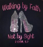 Walking by Faith Pink Bottom Heels - Rhinestones & Pink Glitter Print