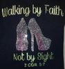 Walking by Faith Pink Bottom Heels - Rhinestones & Green Glitter Print