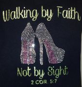 Walking by Faith Pink Bottom Heels - Rhinestones & Green Glitter Print