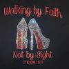 Walking by Faith Red Bottom Heels - Rhinestones & Red Glitter Print
