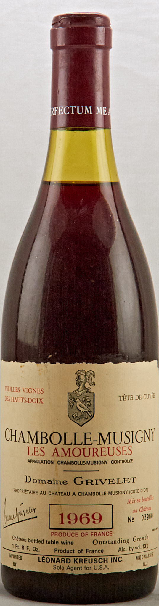 1969 Domaine Grivelet Chambolle Musigny 1er Cru Amoureuses