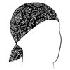 Black Paisley Design - Cotton Flydanna Skull Cap