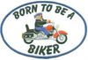 BORN TO BE A BIKER MINI BACK PATCH - BLUE - EMBROIDERED PATCH <FONT color=#ff0010 face="Comic Sans MS">CLOSEOUT PRICED</FONT>