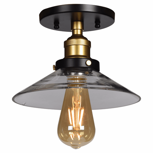 Access Lighting The District 1-Light Retro Semi-Flush - Black & Gold - 24001LEDDLP-BGL/CLR