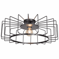 Access Lighting Wired 1-Light Horizontal Cage Flush Mount - Black - 23892LEDDLP-BL