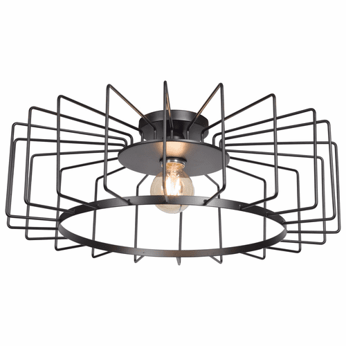 Access Lighting Wired 1-Light Horizontal Cage Flush Mount - Black - 23892LEDDLP-BL