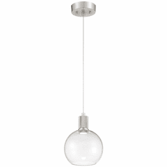Access Port Nine 1-LT Burgundy LED Pendant - Brushed Steel - 63142LEDD-BS/CLR