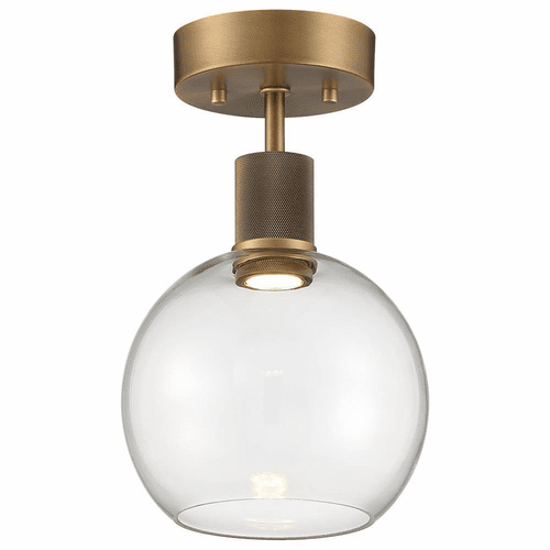 Access Port Nine 1-LT Burgundy LED Semi-Flush - Brushed Brass - 63148LEDD-ABB/CLR