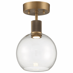 Access Port Nine 1-LT Burgundy LED Semi-Flush - Brushed Brass - 63148LEDD-ABB/CLR