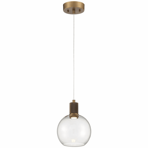 Access Port Nine 1LT Burgundy LED Pendant - Brass - 63142LEDD-ABB/CLR