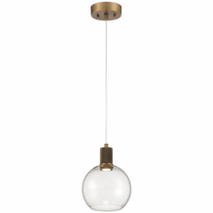 Access Port Nine 1LT Burgundy LED Pendant - Brass - 63142LEDD-ABB/CLR