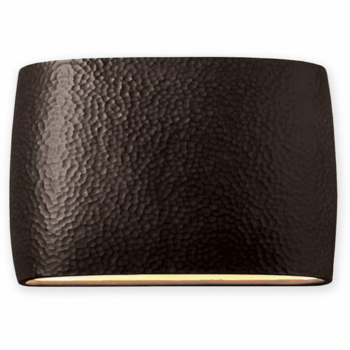 Ambiance Wide Large Oval Outdoor LED Wall Sconce - Hammered Iron - CER-8899W-HMIR