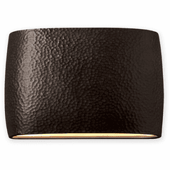 Ambiance Wide Large Oval Outdoor LED Wall Sconce - Hammered Iron - CER-8899W-HMIR