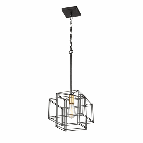 Artcraft Artisan 1 Light Pendant - Black and Brushed Brass - AC11731BK