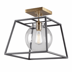 Artcraft Bridgetown 1-LT Semi-Flush Mount - Black & Brass - AC11600VB
