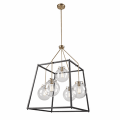 Artcraft Bridgetown 4 Light Chandelier - Black & Harvest Brass - AC11605VB