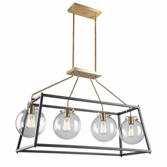 Artcraft Bridgetown 4-LT Cage Pendant - Black & Brass - AC11604VB