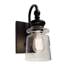 Artcraft Castara 1 Light Wall Light - Black & Brass - AC11591BK