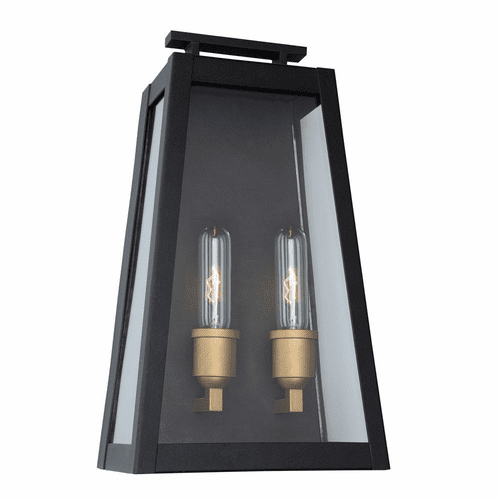 Artcraft Charlestown Extra Large Outdoor 2-LT Wall Light - Black, Gold - AC8109BK