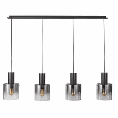 Artcraft Henley 4 Light Island Light - Satin Black & Smoke Glass - AC11526SM