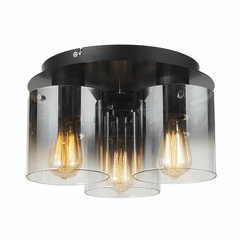Artcraft Henley Flush Mount - Satin Black & Smoke Glass - AC11524SM