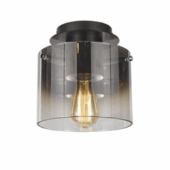 Artcraft Henley Flush Mount - Satin Black & Smoke Glass - AC11525SM
