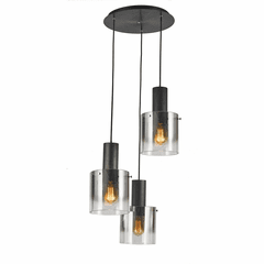 Artcraft Henley Pendant - Satin Black & Smoke Glass - AC11523SM