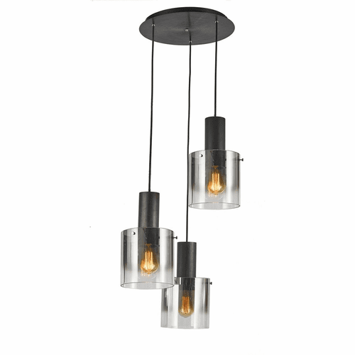 Artcraft Henley Pendant - Satin Black & Smoke Glass - AC11523SM