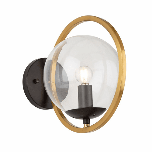 Artcraft Lugano 1 Light Wall Light - Black & Vintage Brass - AC10891VB