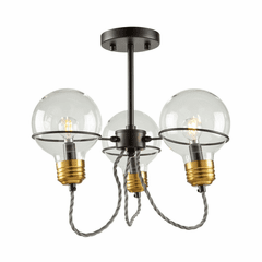 Artcraft Martina 3 Light Semi-Flush Mount - Black and Brushed Brass - AC11723BK