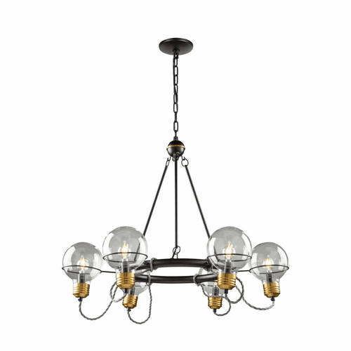 Artcraft Martina 6 Light Chandelier - Black and Brushed Brass - AC11727BK