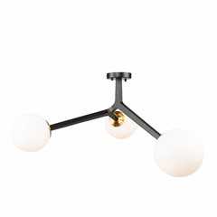Artcraft Ravello 3 Light Semi-Flush Mount - Black & Harvest Brass - AC10973VB
