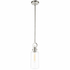 Artcraft Single Large Glass Clear Pendant - Satin Nickel - AC10121SN