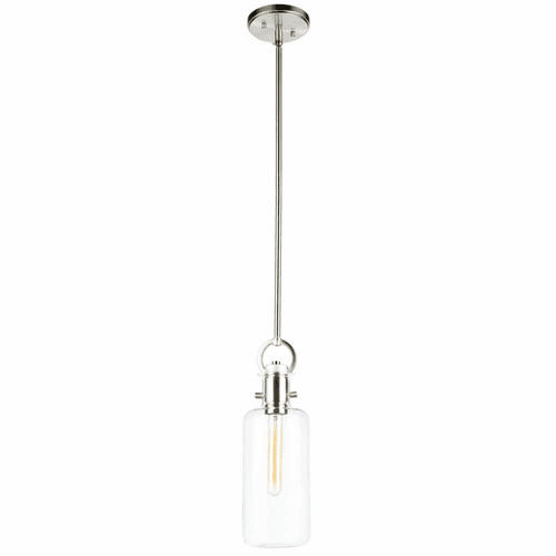 Artcraft Single Large Glass Clear Pendant - Satin Nickel - AC10121SN
