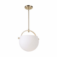 Artcraft Single Opal Glass Pendant - Polished Brass - AC10080PB