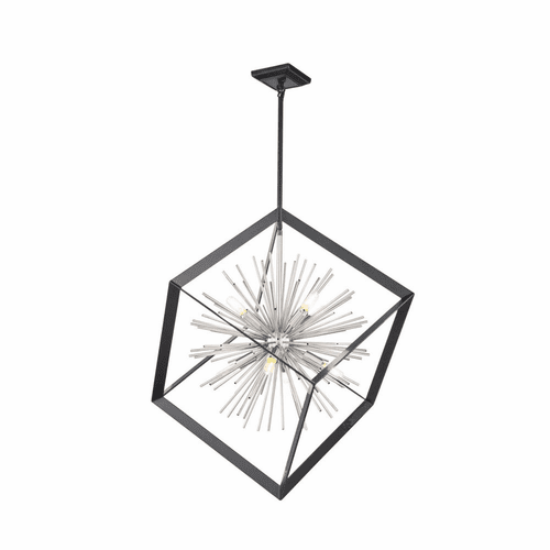 Artcraft Sunburst Chandelier - Matte Black & Chrome - AC11440CH