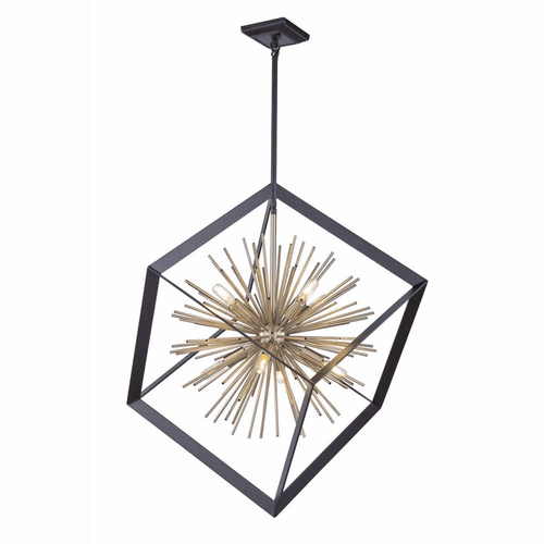 Artcraft Sunburst  Chandelier - Matte Black & Satin Brass - AC11440