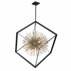 Artcraft Sunburst  Chandelier - Matte Black & Satin Brass - AC11441