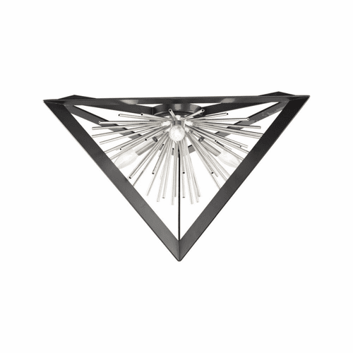 Artcraft Sunburst Flush Mount - Matte Black & Chrome - AC11442CH