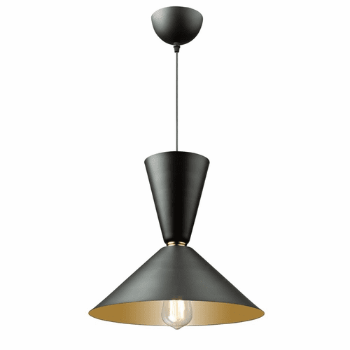 Artcraft Tempo 1 Light Large Pendant - Matte Black and Brass - SC13292BK