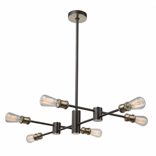 Artcraft Tribeca Chandelier - Matte Black & Satin Brass - AC10786BK
