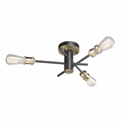 Artcraft Tribeca Flush Mount - Matte Black & Satin Brass - AC10783BK