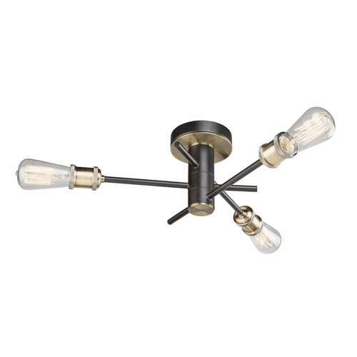 Artcraft Tribeca Flush Mount - Matte Black & Satin Brass - AC10783BK