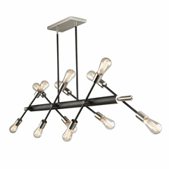 Artcraft Truro 12 Light Island Light - Matte Black and Brushed Nickel - AC11257NB