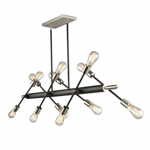 Artcraft Truro 12 Light Island Light - Matte Black and Brushed Nickel - AC11257NB