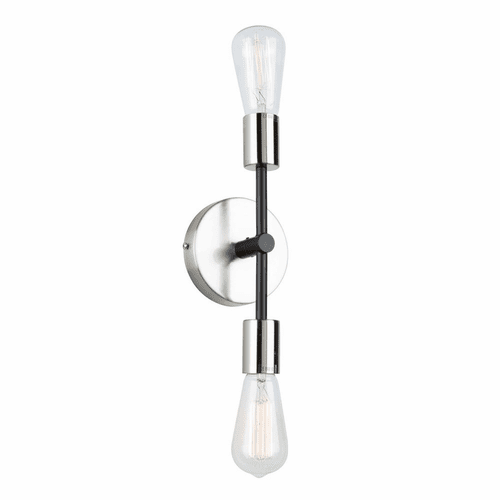 Artcraft Truro 2 Light Wall Light - Black & Brushed Nickel - AC11256NB
