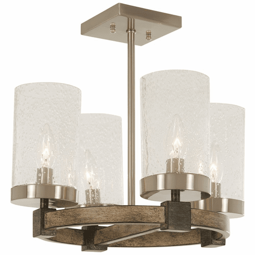 Bridlewood 4-LT Semi Flush - Stone Grey W/Brushed Nickel - 4637-106