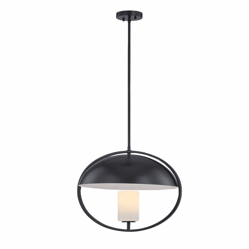 Capitol 20" 1-Light Pendant - Matte Black - FSN-4321-OPAL-MBLK