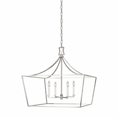 Chapman & Myers Southold 4-LT Wide Lantern - Polished Nickel - CC1044PN